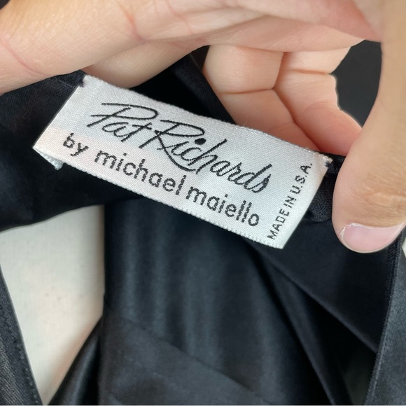 Vintage Pat Richards By Michael Maiello Black White Rose Floral Dress Size 16 - Picture 2 of 11